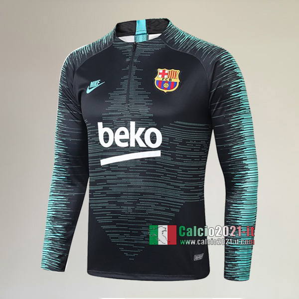 Track Top| La Nuove FC Barcellona Felpa Sportswear Nera Verde Affidabile 2019-2020