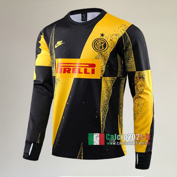 Track Top| Nuova Del Inter Milan Felpa Sportswear Gialla Nera Thailandia 2019-2020