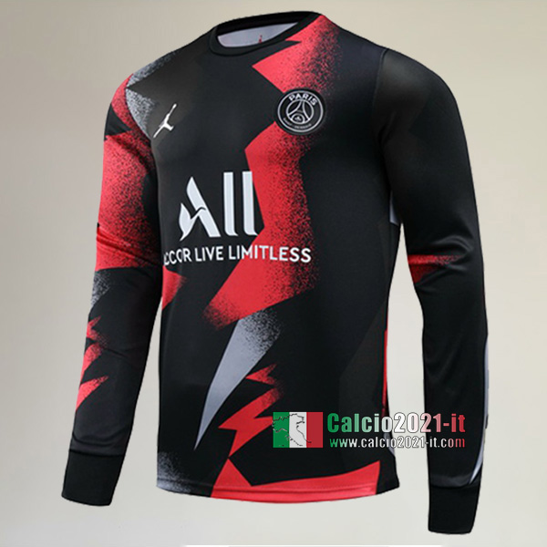 Track Top| La Nuove PSG Paris Jordan Felpa Sportswear Nera Rossa Thailandia 2019-2020