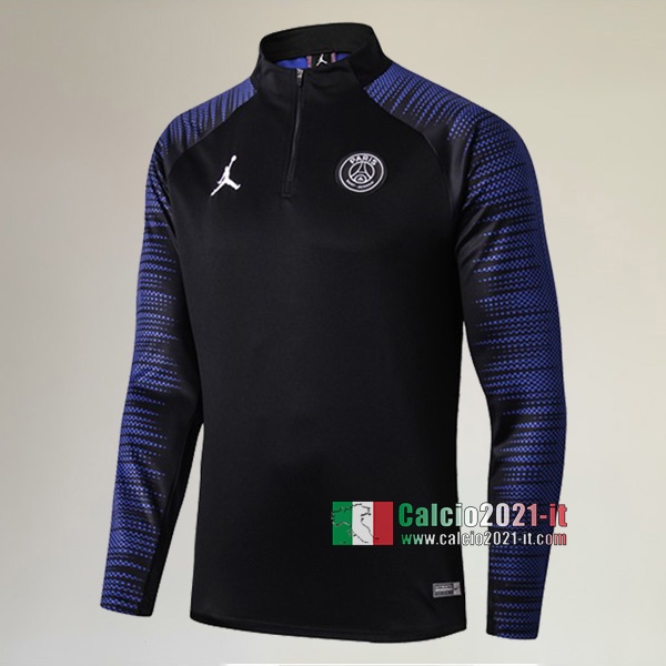 Track Top| La Nuove PSG Paris Jordan Felpa Sportswear Nera/Azzurra Retro 2019-2020