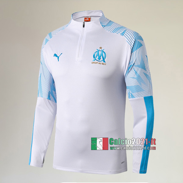 Track Top| La Nuove Marsiglia OM Felpa Sportswear Bianca/Azzurra Affidabili 2019-2020