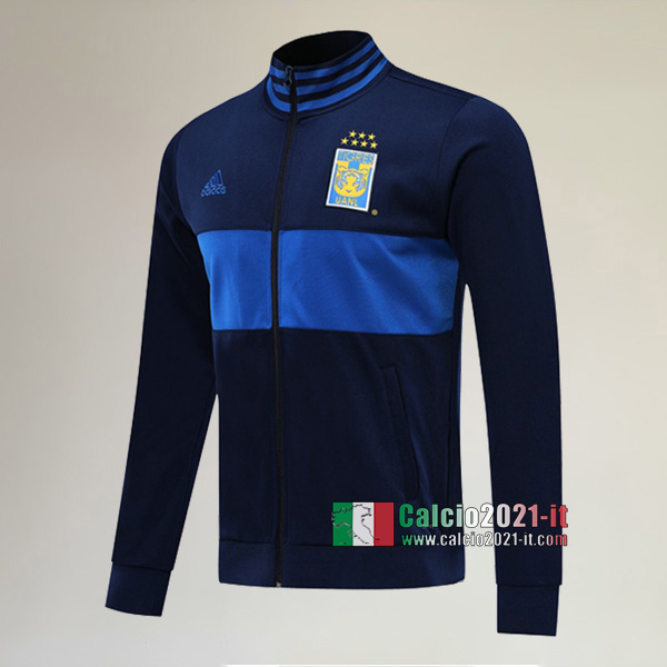 Nuova Del Tigres Uanl Full-Zip Giacca Azzurra Scuro Thailandia 2019/2020 :Calcio2021-it