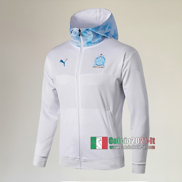 Nuova Del Olympique Marsiglia Full-Zip Giacca Antivento Bianca Thailandia 2019/2020 :Calcio2021-it