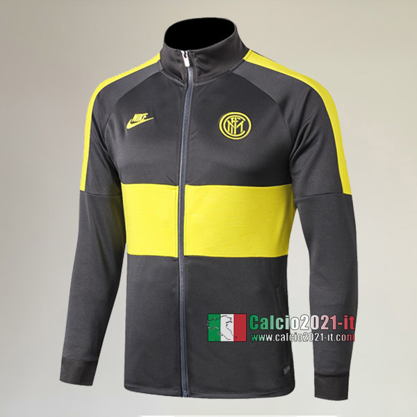 La Nuove Inter Full-Zip Giacca Grigia/Gialla Originale 2019/2020 :Calcio2021-it