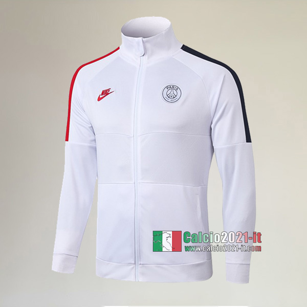 Nuove Del Paris Saint Germain PSG Full-Zip Giacca Bianca/Nera/Rossa Originali 2019/2020 :Calcio2021-it