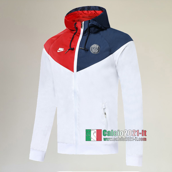 Nuova Del Paris Saint Germain PSG Full-Zip Giacca Antivento Bianca/Rossa/Azzurra Scuro Replica 2019/2020