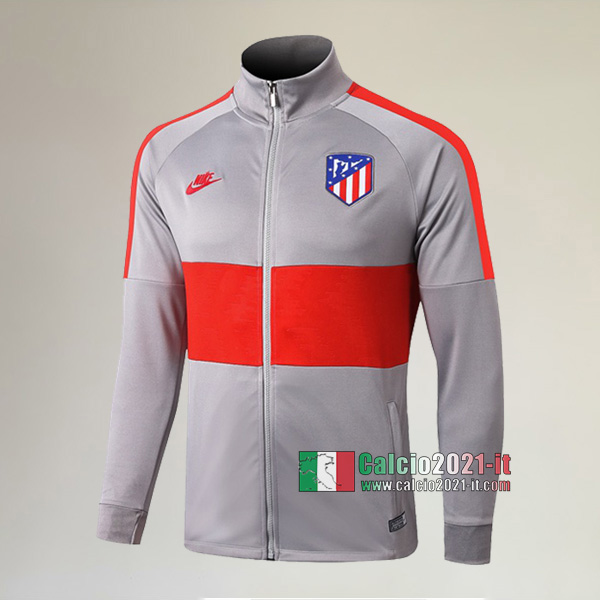 Nuova Del Atletico Madrid Full-Zip Giacca Rossa Grigio Chiaro Replica 2019/2020 :Calcio2021-it