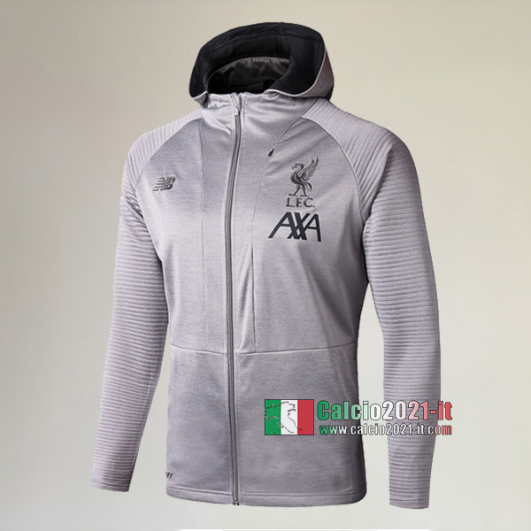 La Nuova FC Liverpool Full-Zip Giacca Cappuccio Hoodie Grigia Originale 2019/2020 :Calcio2021-it