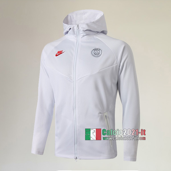 La Nuova Paris Saint Germain PSG Full-Zip Giacca Cappuccio Hoodie Bianca Vintage 2019/2020 :Calcio2021-it