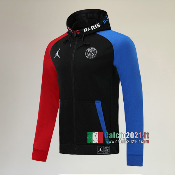 Nuove Del Paris Saint Germain PSG Full-Zip Giacca Cappuccio Hoodie Jordan Nera Azzurra Rossa AAA Qualità 2020/2021