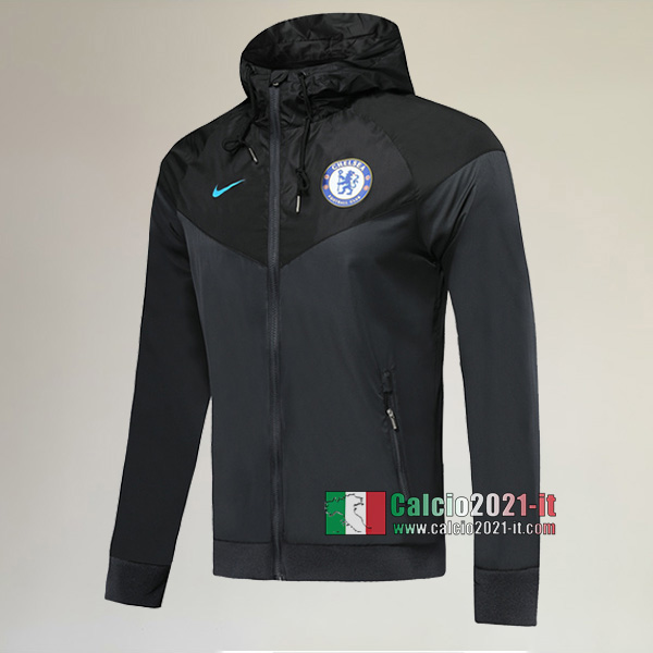 Nuova Del FC Chelsea Full-Zip Giacca Cappuccio Hoodie Nera Thailandia 2019/2020 :Calcio2021-it