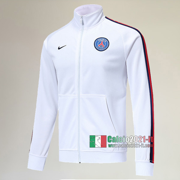 Nuove Del Paris Saint Germain PSG Full-Zip Giacca Bianca Originali 2019/2020 :Calcio2021-it