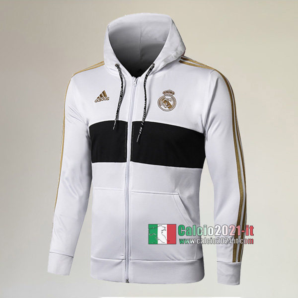 La Nuove Real Madrid Full-Zip Giacca Cappuccio Hoodie Bianca Originale 2019/2020 :Calcio2021-it