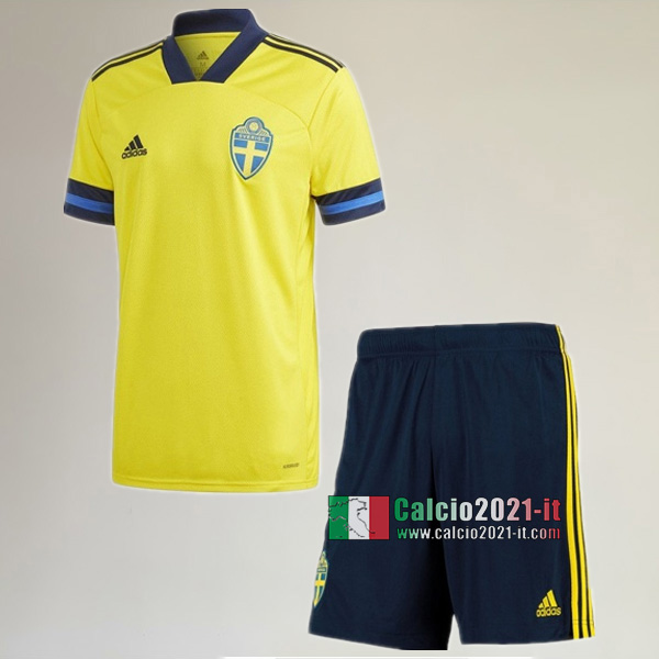 Classiche Prima Maglia Nuova Del Svezia Bambino UEFA Euro 2020 Personalizzazione