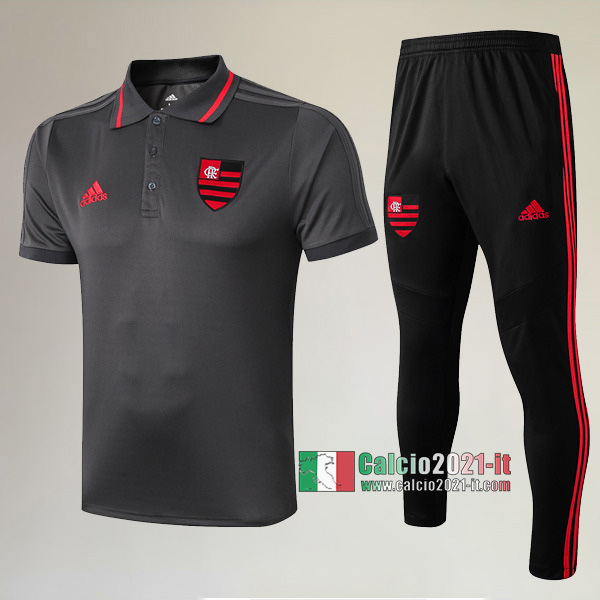 La Nuove Kit Maglietta Polo Flamengo Manica Corta + Pantaloni Grigia 2019/2020 :Calcio2021-it