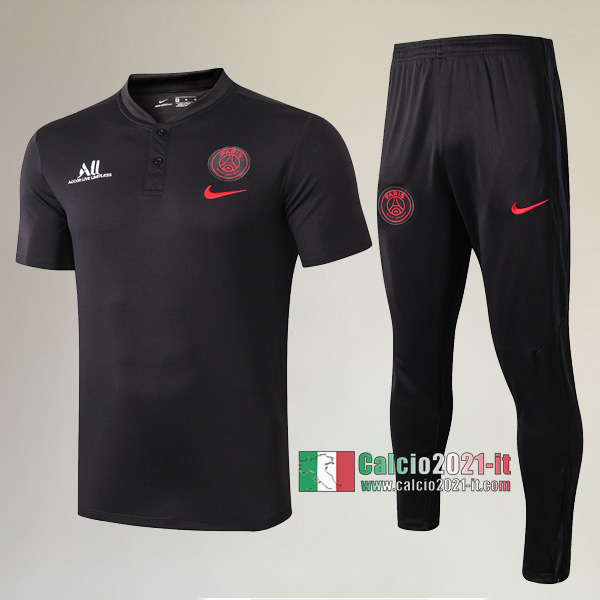 La Nuove Kit Maglietta Polo PSG Paris Saint Germain Manica Corta + Pantaloni Nera 2019/2020 :Calcio2021-it