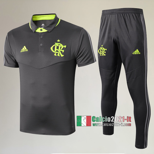 La Nuova Kit Magliette Polo Flamengo Manica Corta + Pantaloni Grigio Scuro 2019/2020 :Calcio2021-it