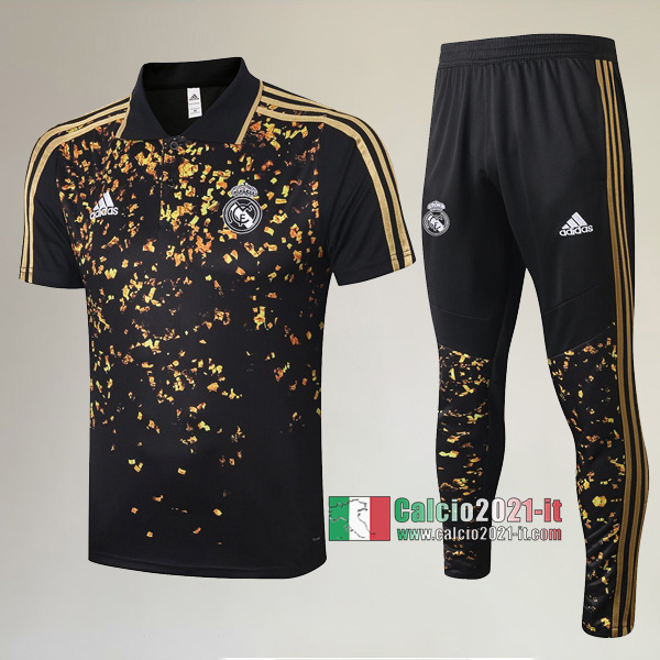 La Nuove Kit Maglietta Polo Real Madrid Manica Corta + Pantaloni Nera Gialla 2020/2021 :Calcio2021-it