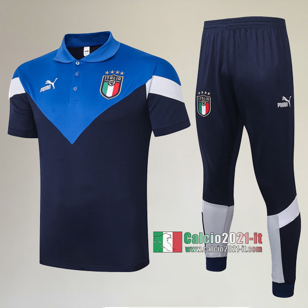 La Nuove Kit Maglietta Polo Italia Manica Corta + Pantaloni Azzurra 2020/2021 :Calcio2021-it