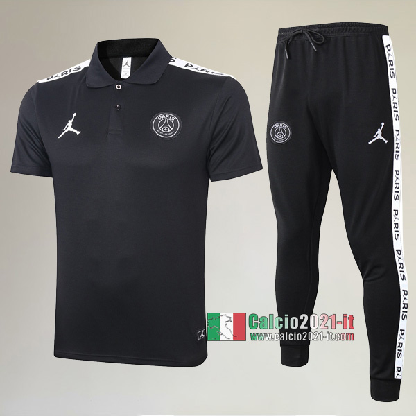 La Nuove Kit Maglietta Polo PSG Paris Saint Germain Manica Corta Jordan + Pantaloni Nera 2020/2021