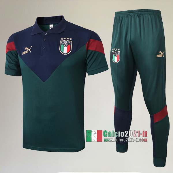 La Nuova Kit Magliette Polo Italia Manica Corta + Pantaloni Verde 2020/2021 :Calcio2021-it