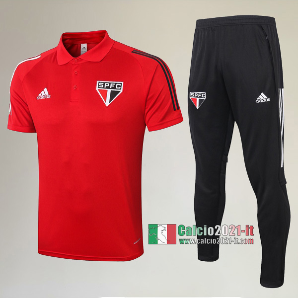 La Nuove Kit Maglietta Polo Sao Paulo FC Manica Corta + Pantaloni Rossa 2020/2021 :Calcio2021-it