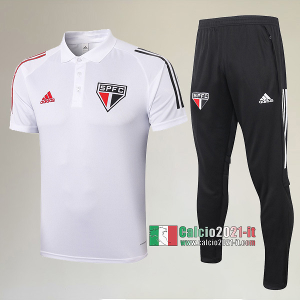 La Nuova Kit Magliette Polo Sao Paulo FC Manica Corta + Pantaloni Bianca 2020/2021 :Calcio2021-it