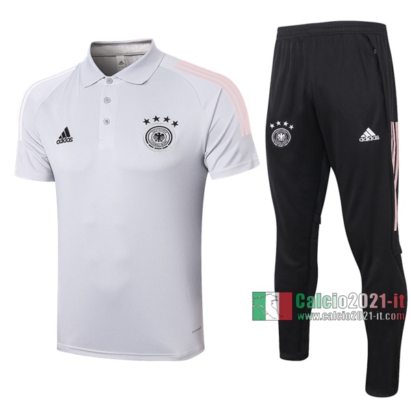 Calcio2021-It: Nuove Originale Maglietta Polo Shirts Germania Manica Corta Grigio Chiaro 2020/2021