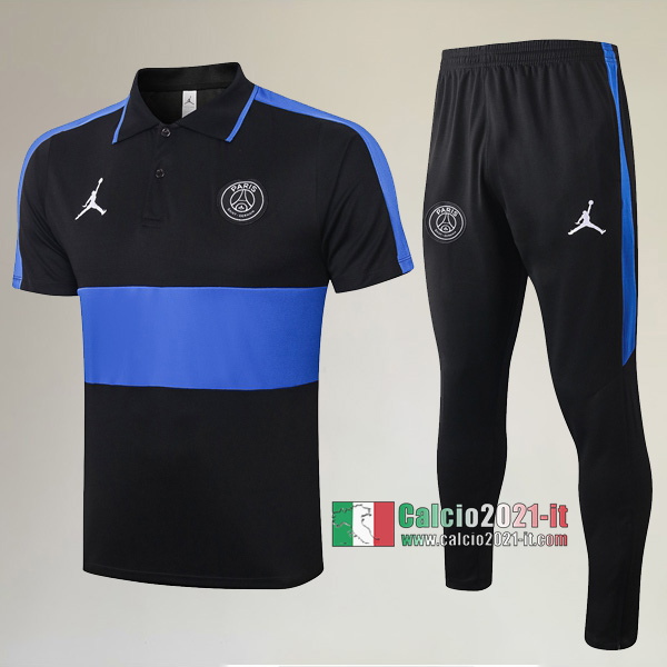 La Nuove Kit Maglietta Polo PSG Paris Saint Germain Manica Corta + Pantaloni Nera Azzurra 2020/2021