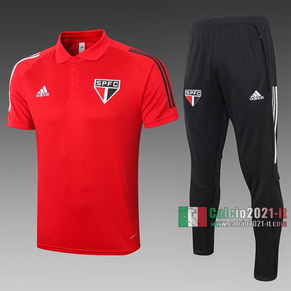 Calcio2021-It: Nuova Ufficiale Maglietta Polo Shirts Sao Paulo Manica Corta Rossa C446# 2020/2021