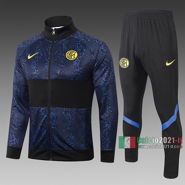 Calcio2021-It: Tutto Nuova Giacca Allenamento Inter Milan Full-Zip Azzurra Marino Nera A340# 2020 2021