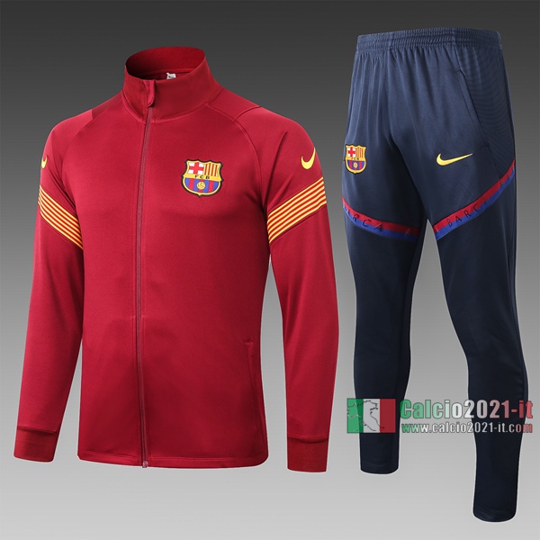 Calcio2021-It: Giacca Allenamento Barcellona Full-Zip Scarlatto A348# 2020 2021