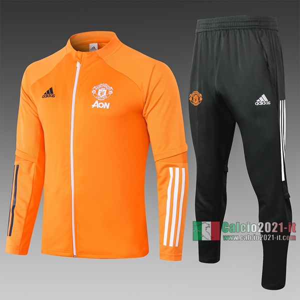 Calcio2021-It: Giacca Allenamento Manchester United Full-Zip Arancio A355 2020 2021