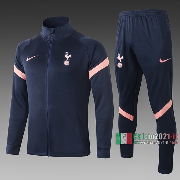 Calcio2021-It: Tutto Nuova Giacca Allenamento Tottenham Hotspur Full-Zip Azzurra Scuro A361 2020 2021