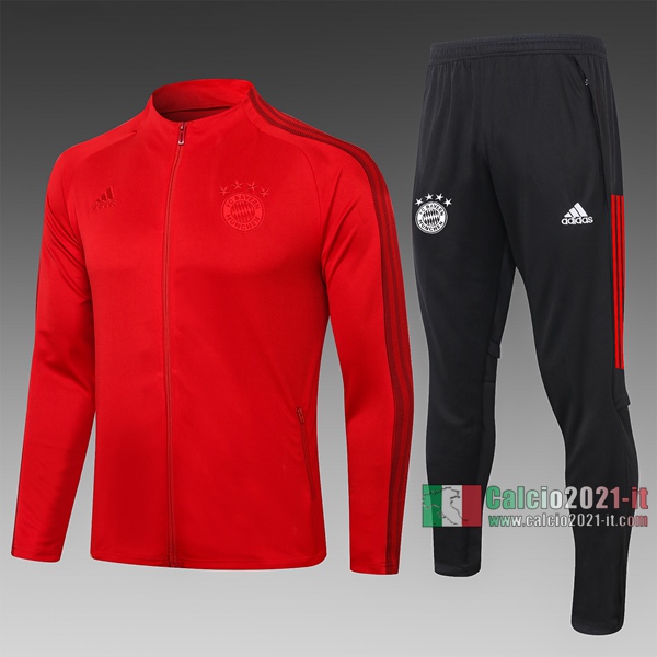 Calcio2021-It: Giacca Allenamento Bayern Monaco Full-Zip Rossa A367 2020 2021