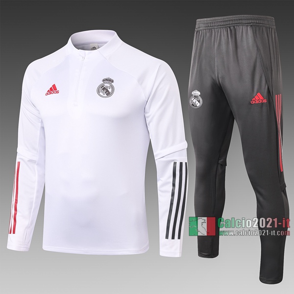 Calcio2021-It: La Nuova Felpa Tuta Real Madrid Half-Zip Bianca 2020 2021