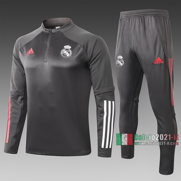 Calcio2021-It: Aaa Qualità Felpa Tuta Real Madrid Half-Zip Grigio Scuro 2020 2021