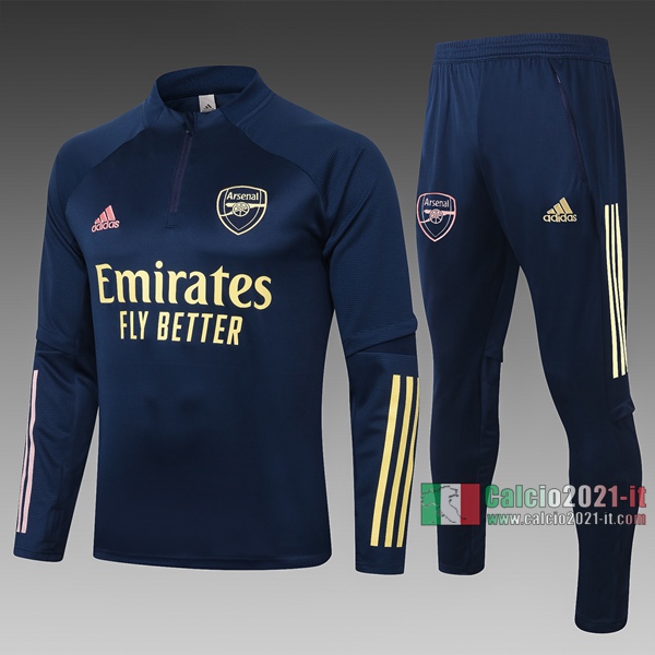 Calcio2021-It: Sito Nuova Felpa Tuta Arsenal Half-Zip Azzurra Scuro B411 2020 2021