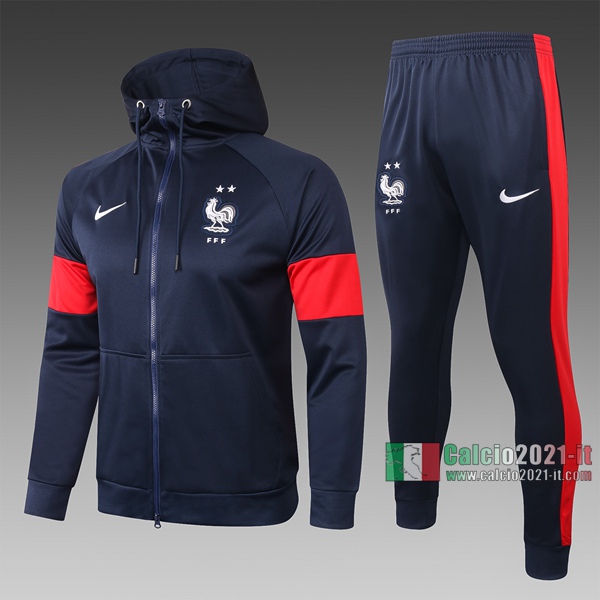 Calcio2021-It: Sito Comprare Giacca Allenamento Francia Cappuccio Full-Zip Marino 2020 2021