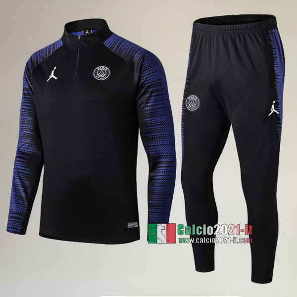 AAA Qualità: Nuove Del Tuta Da PSG Paris Saint Germain Jordan + Pantaloni Nera/Azzurra 2019 2020