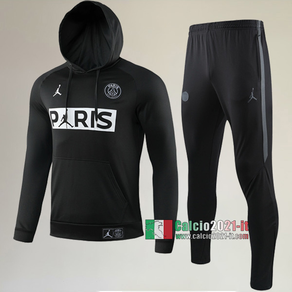 AAA Qualità: Full-Zip Giacca Cappuccio Hoodie Nuove Del Tuta PSG Paris Saint Germain Jordan + Pantaloni Nera 2019-2020