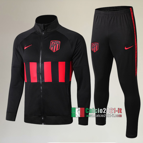 A++ Qualità: Full-Zip Giacca Nuova Del Tuta Del Atletico Madrid + Pantaloni Nera/Rossa 2019-2020