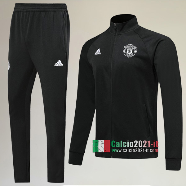 AAA Qualità: Full-Zip Giacca Nuove Del Tuta Da Manchester United + Pantaloni Nera 2019-2020