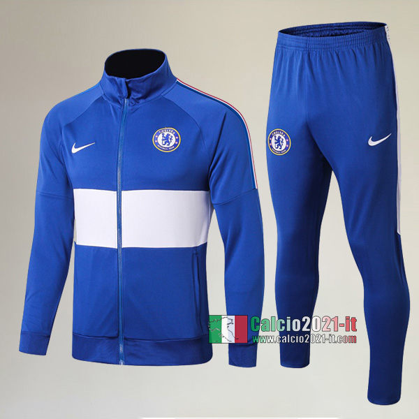 A++ Qualità: Full-Zip Giacca Nuova Del Tuta Chelsea FC + Pantaloni Azzurra/Bianca 2019 2020