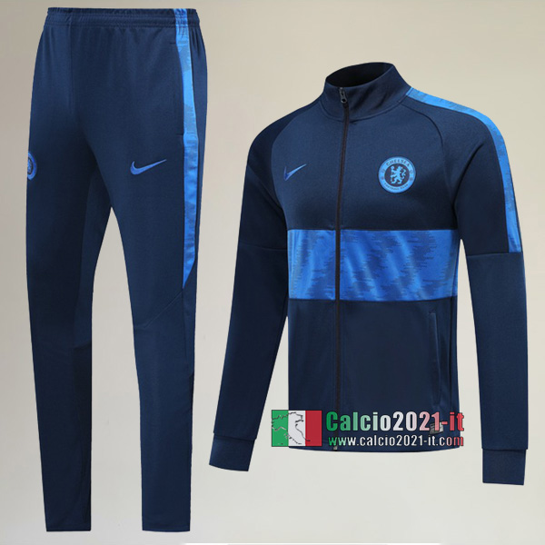 A++ Qualità: Full-Zip Giacca Nuova Del Tuta Del Chelsea FC + Pantaloni Azzurra Scuro 2019-2020