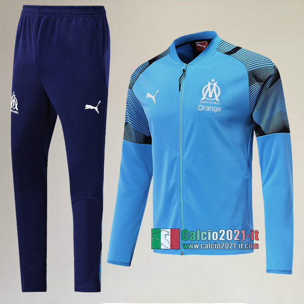 AAA Qualità: Full-Zip Giacca Nuove Del Tuta Olympique Marsiglia (OM) + Pantaloni Azzurra 2019/2020