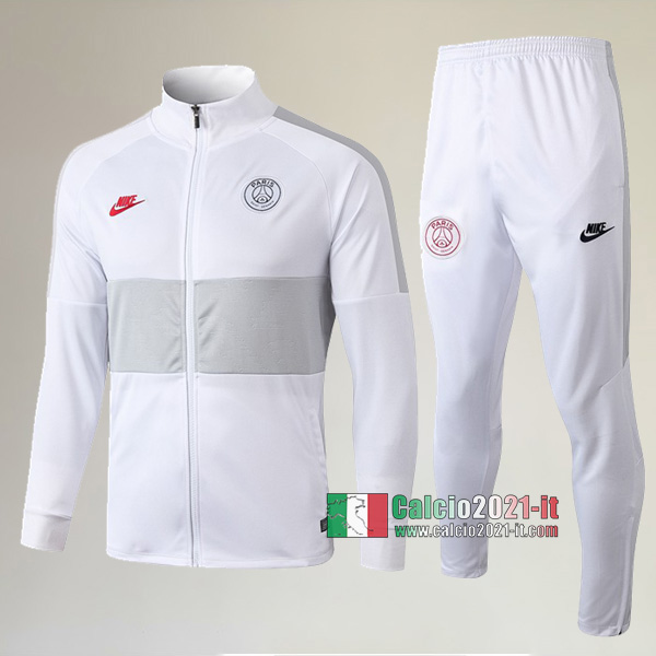 AAA Qualità: Full-Zip Giacca Nuove Del Tuta PSG Paris Saint Germain + Pantaloni Bianca 2019 2020