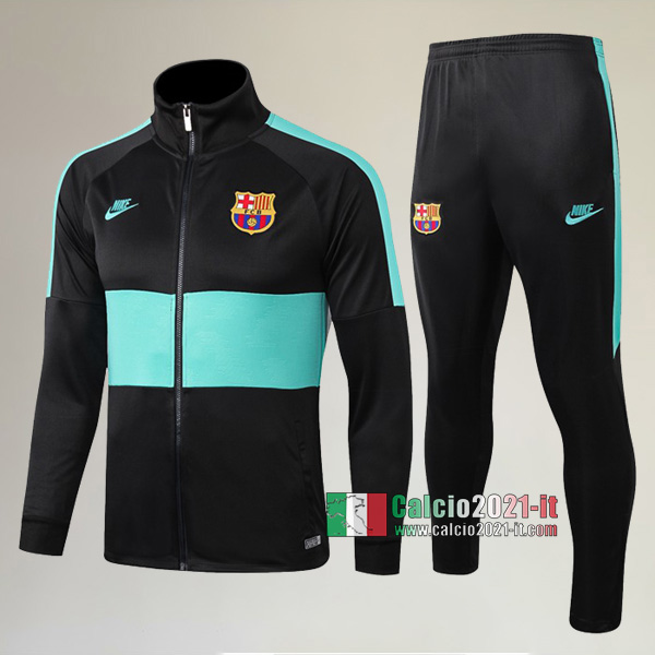 A++ Qualità: Full-Zip Giacca Nuova Del Tuta FC Barcellona + Pantaloni Nera/Verde 2019/2020