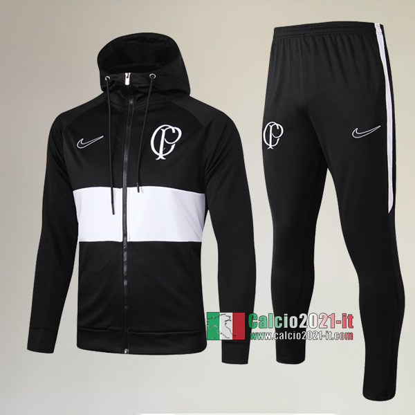 A++ Qualità: Full-Zip Giacca Cappuccio Hoodie Nuova Del Tuta Corinthians + Pantaloni Nera 2019 2020