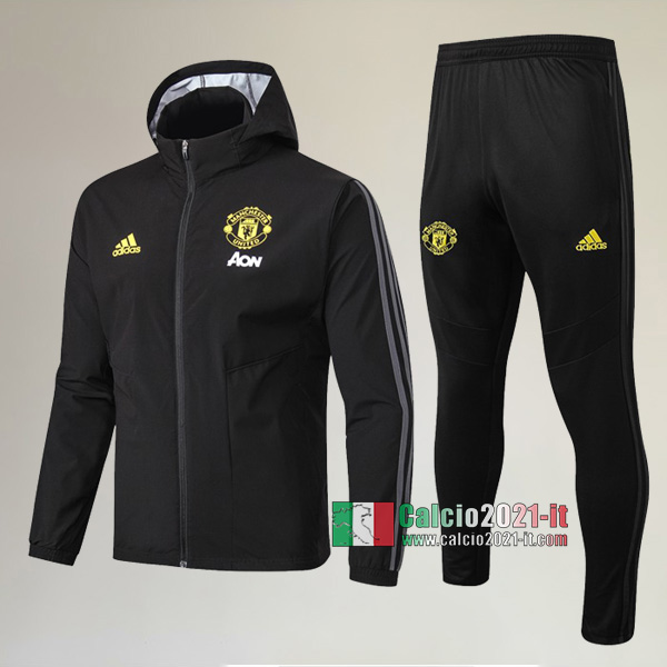 AAA Qualità: Full-Zip Giacca Antivento Nuove Del Tuta Da Manchester United + Pantaloni Nera 2019 2020